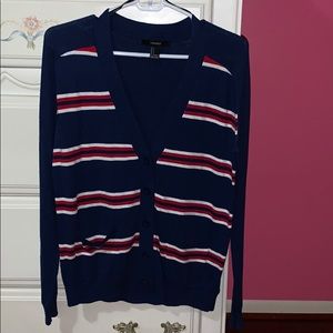 Navy, red, and white Cardigan
